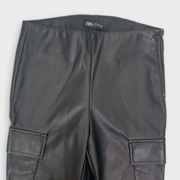 Zara Faux Leather Cargo Pants Sz M - Picture 5 of 10